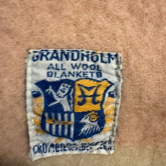 VTG Grandholm 100% Wool Pink and Cream Check Blanket Made in Scotland 68x74” EUC - Picture 3 of 6